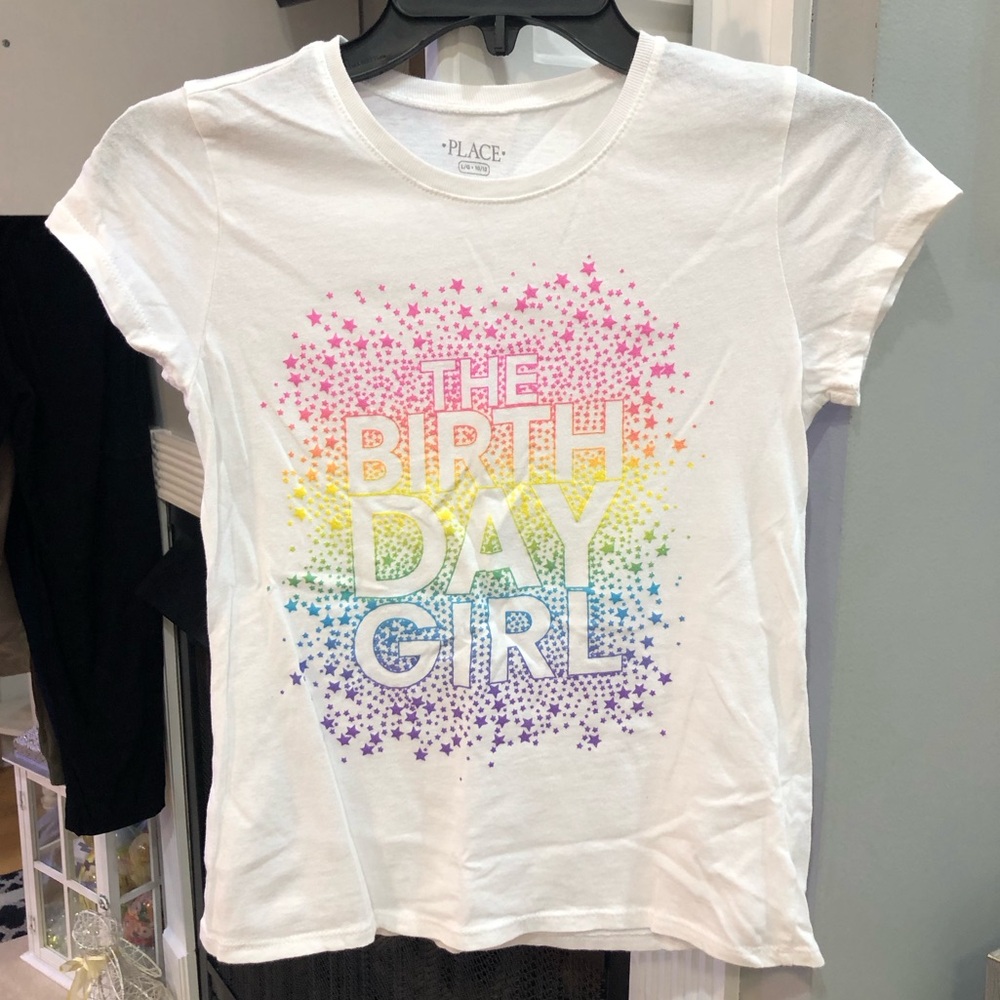 The Children’s Place The Birthday Girl Short Sleeve Shimmer Glitter T-Shirt Top